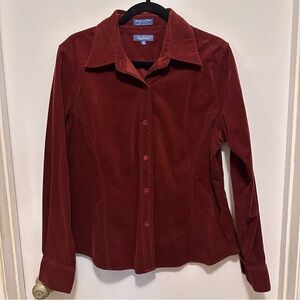 Faconnable Deep Maroon Micro Corduroy Button-Down Shirt size XL